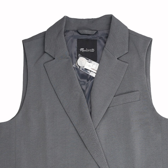 New MADEWELL Double-Breasted Oversized Vest Top Easygoing Crepe Thunder Clou - Picture 7 of 7